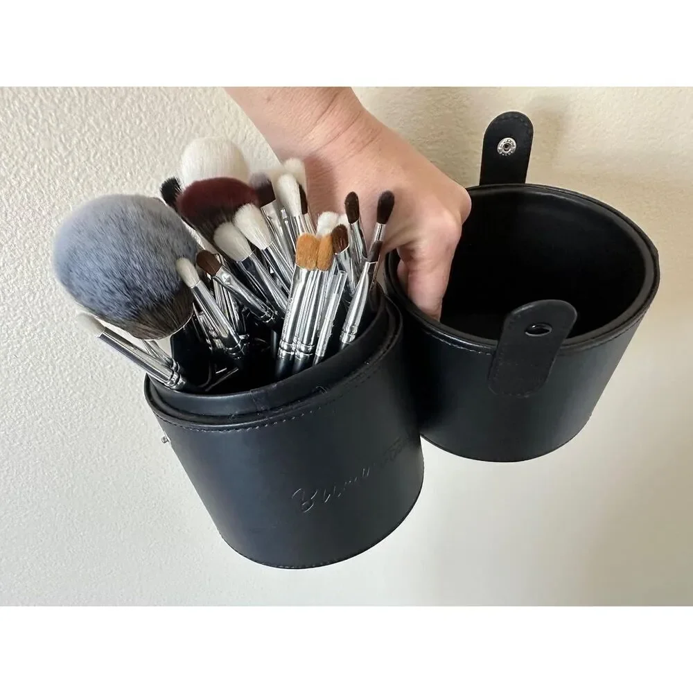 Bueart Design 34Pcs Real Goat Hair Makeup Brushes Set with Extra Large Holder